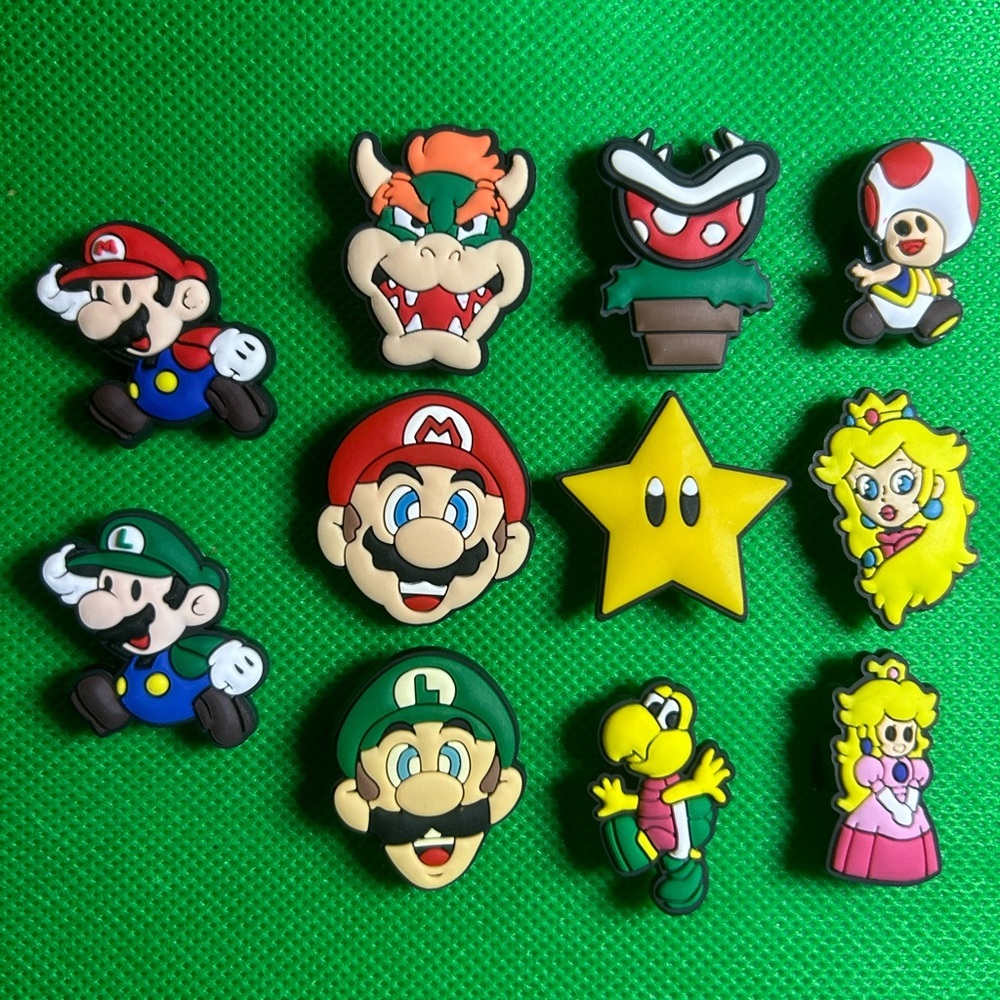 New Set of 11 Mario Brothers and Friends Croc Charm Collection Nintendo